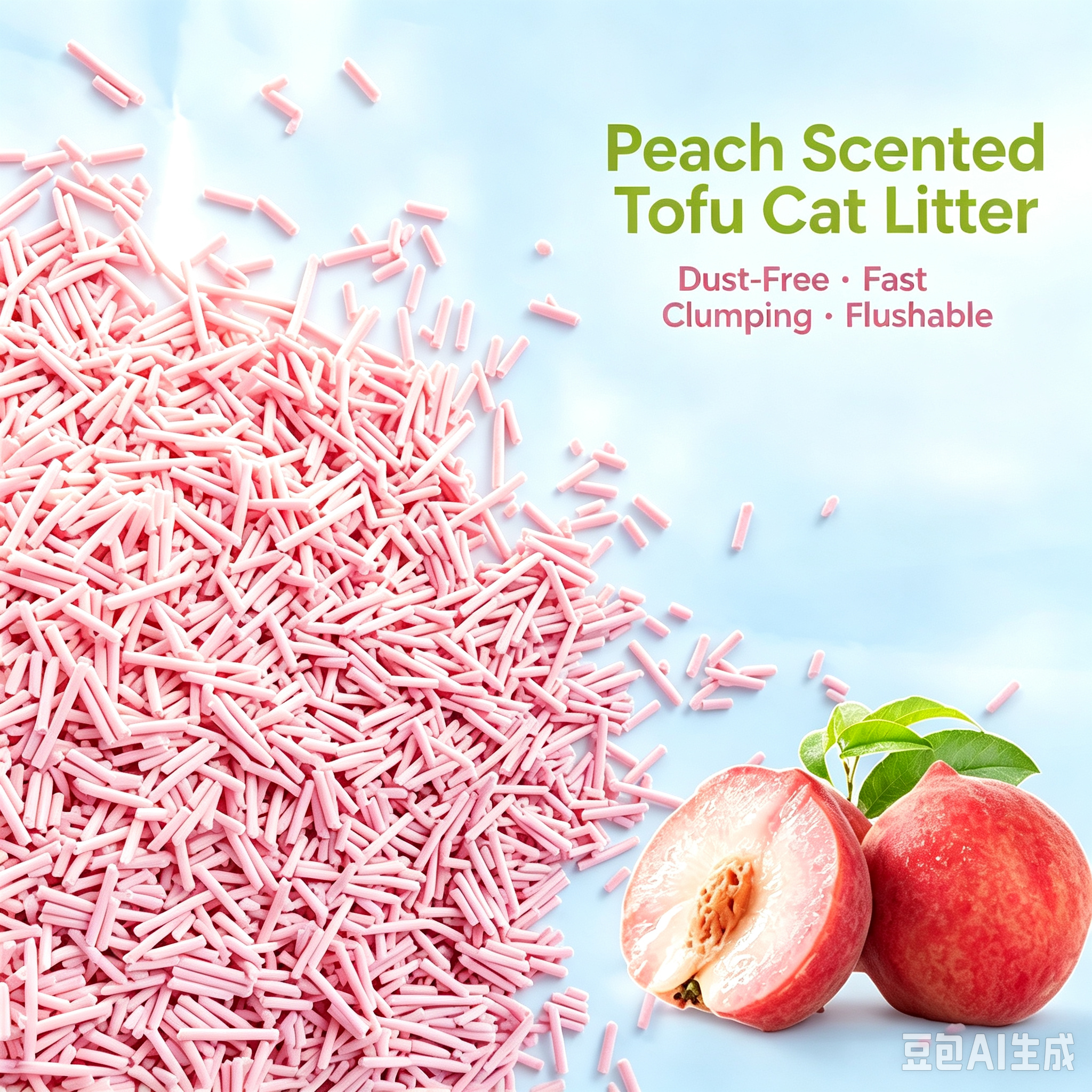 Zooming Honey Peach Scented Tofu Cat Litter, Flushable Biodegradable Fast Clumping Low Dust Cat Sand